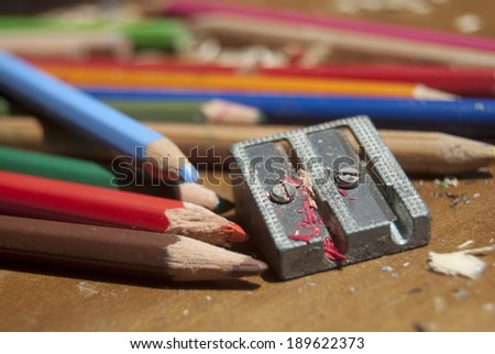 To draw. Colored pencils and pencil sharpener to draw in home