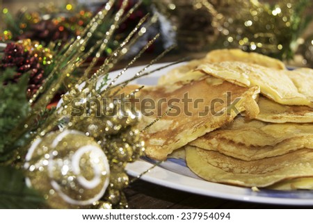 pre-Christmas period and preparations: Christmas desserts. pancakes