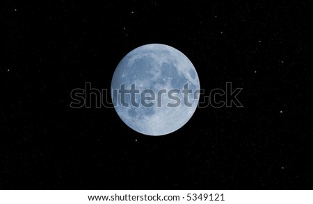 blue moon with stars against black background