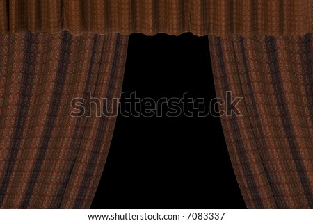 red open curtains with black background