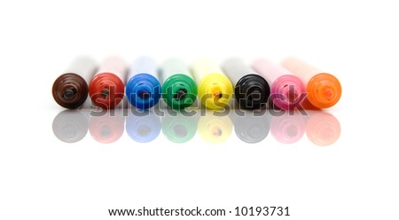 colorful markers isolated against white background