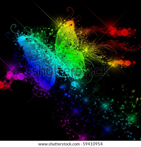Abstract Glamorous Butterfly On A Black Background Stoc