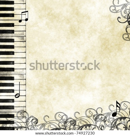 grunge floral musical background .Old paper background