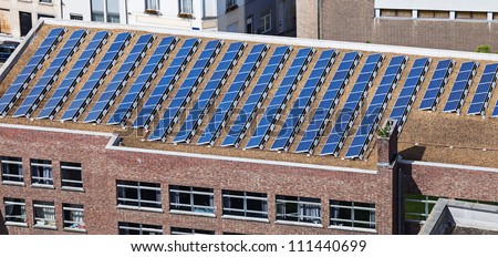 solar panels on the roof of administrative building