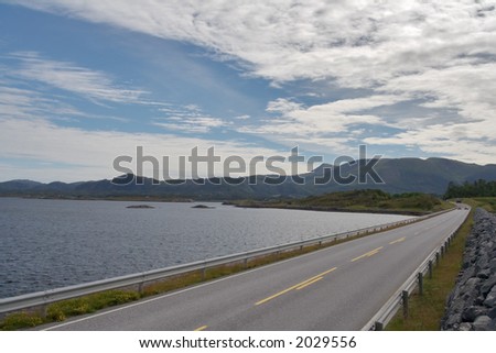 Road going along the Atlantics coast line (Atlantic Road, Norway)