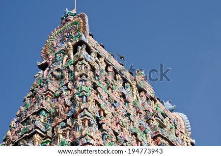 temple tower of the Kumbeswaran temple in Kumbakonam, Tamil Nadu, India