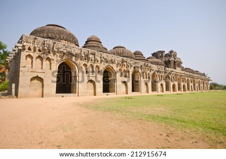 Elephant stables at Royal enclosure - Vijayanagara complex - one of the highlight of the Hampi temple complex in India