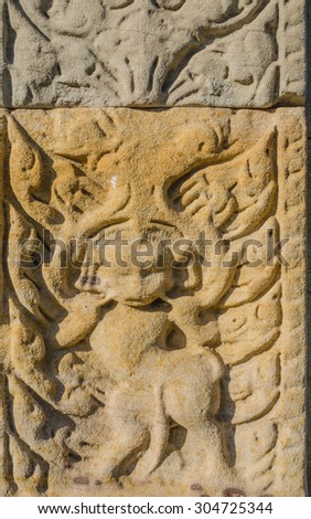 sandstone carving at Phimai Castle, Thailand