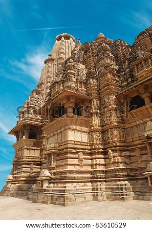 Erotic Temple in Khajuraho. Madhya Pradesh, India.