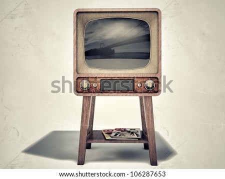 old television isolated on white background