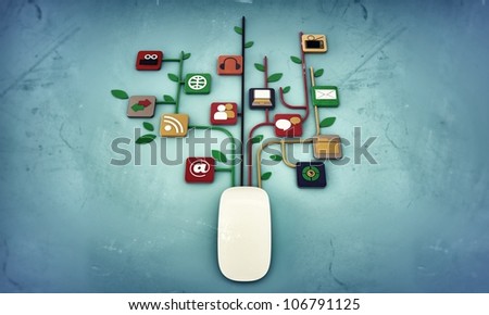 mouse connection isolated on blue background