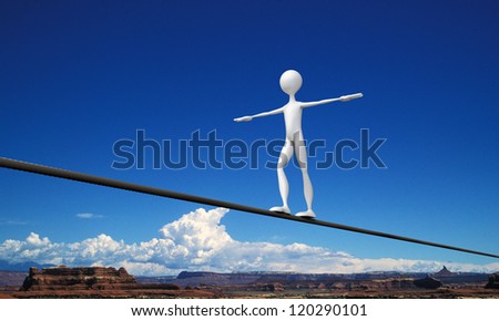 tightrope walker in the desert