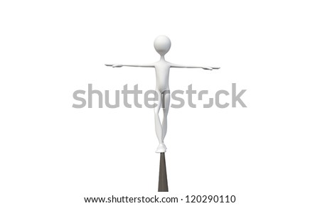 tightrope walker isolated on white background