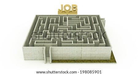 concrete maze with a huge job sign