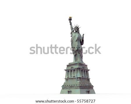liberty statue isolated on white background
