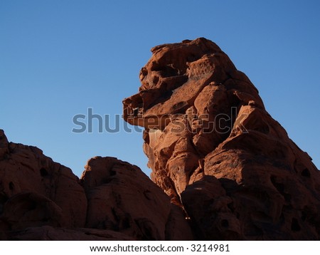 Rock in shape of wolf in Valley of Fire State Park.