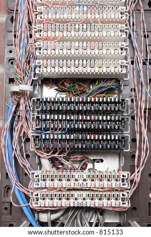 Voice/Phone cabling punch down panel.