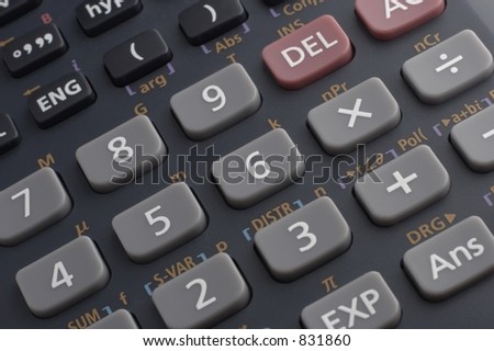 Keypad on a scientific calculator, up close and personal.