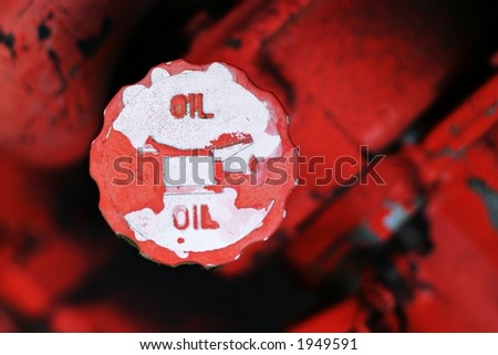 Oil filler cap on an industrial engine / Tractor