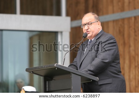 The Honourable Anand Satyanand, Governor-General of New Zealand making a public speech at the opening of a new civic building in Canterbury, New Zealand.