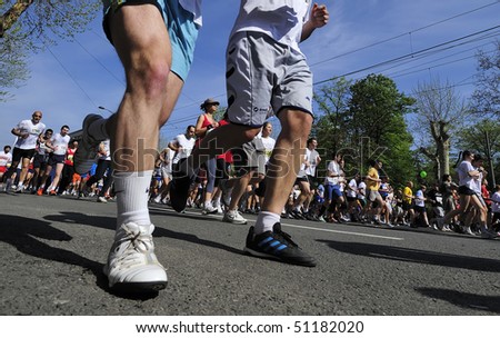 BELGRADE - APRIL 18: Competitors run during \