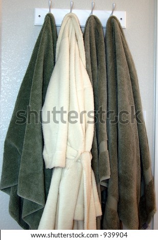 robe and towels