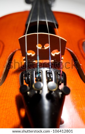 old violin deck with strings close-up