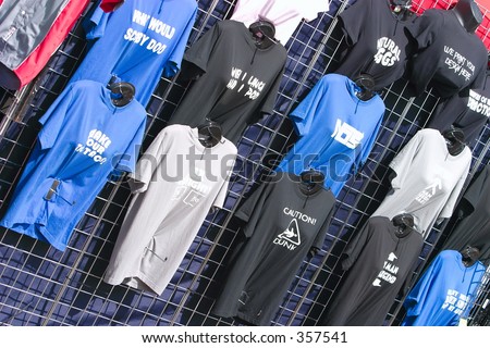 Tee shirts on display