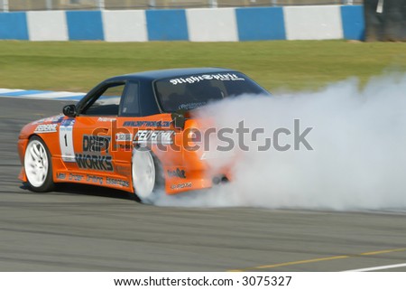 Smoke from a drifting car