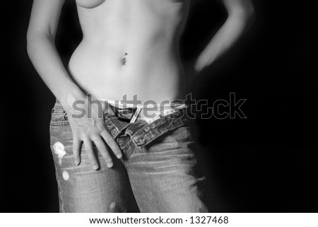 stock photo comfy blue jeans and panties
