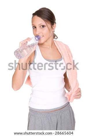 teenager in good shape. over white background