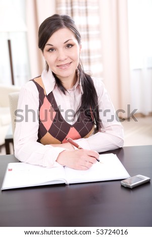 young adult woman looking for a job at home