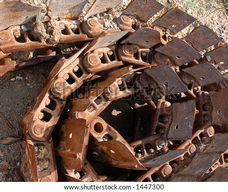 broken track wheel of bulldozer