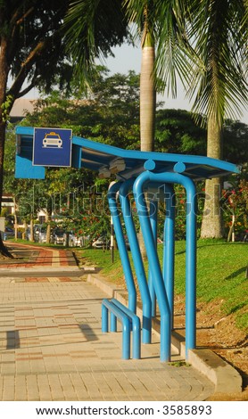new pained blue taxi stand in Malaysia