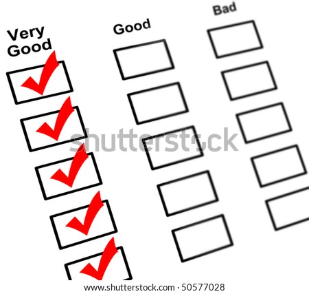Feedback paper with check boxes