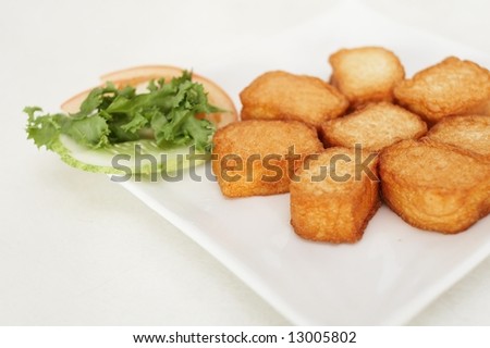 fried bean curd, with side salad