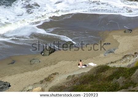 stock photo Male nudist at a San Francisco nude beach