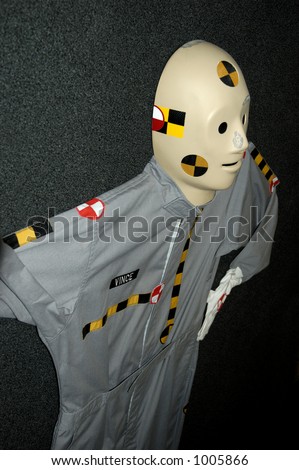Closeup of crash test dummy