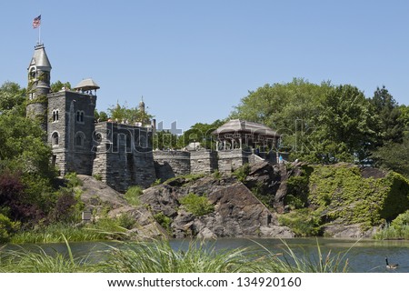 NEW YORK, USA - MAY 17: The Belvedere Castle in Central Park on May 17, 2012 in New York. Belvedere Castle offer wonderful panoramic views that include some of Central Park\'s most famous landmarks.