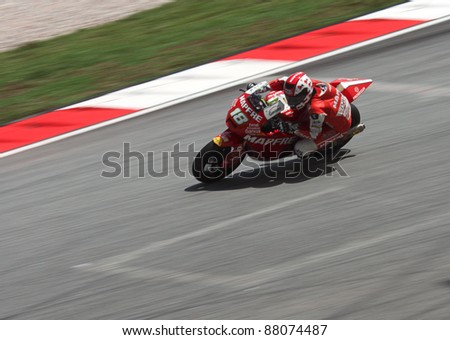 SEPANG, MALAYSIA-OCT. 21: Jordi Torres of Mapfre Aspar Team Moto2 in action during practice session of Shell Advance Malaysian Moto GrandPrix on Oct. 21 2011 in Sepang, Malaysia.