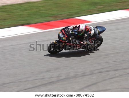 SEPANG, MALAYSIA-OCT. 21: Aleix Espargaro of Pons HP 40 in action during practice session of Shell Advance Malaysian Moto GrandPrix on Oct. 21 2011 in Sepang, Malaysia.