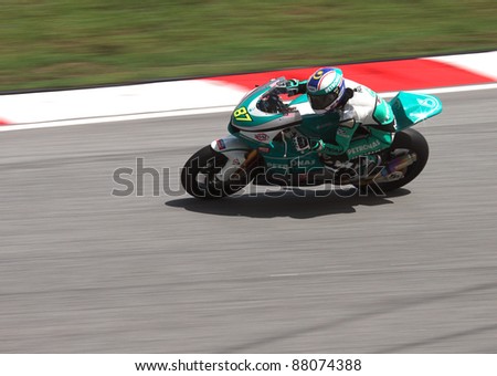 SEPANG, MALAYSIA-OCT. 21: Mohamad Zamri Baba of Petronas Malaysia in action during practice session of Shell Advance Malaysian Moto GrandPrix on Oct. 21 2011 in Sepang, Malaysia.