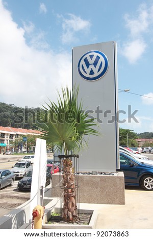 stock photo KUANTANMALAYSIAJAN4 Big Volkswagen logo outside of