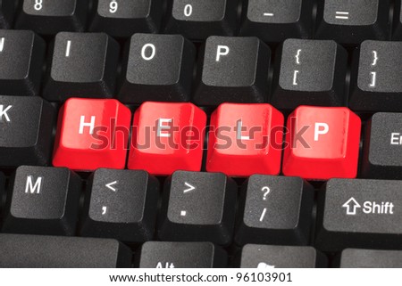 Help word on red and black keyboard button