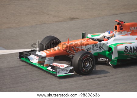SEPANG, MALAYSIA - MARCH 23: British Paul di Resta of Force India-Mercedes in action during Friday practice at Petronas Formula 1 Grand Prix on March 23, 2012 in Sepang, Malaysia