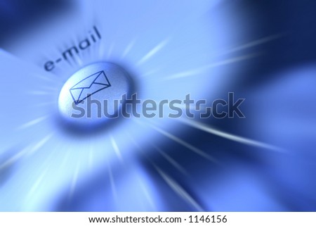 Speedy Delivery: Conceptual image to illustrate the instant delivery of messages sent via e-mail. Blue tone achieved by adjusting white balance, zoom blur for movement of \