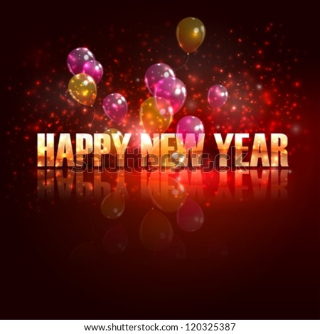 Happy New Year. Holiday Background With Flying Balloons