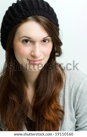 Beautiful woman or teen in fall clothing.