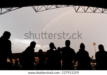PETALING JAYA, MALAYSIA - MAY 8: Silhouette of protester at a political rally against the Malaysia 13th general election vote result on May 8, 2013 in Stadium MBPJ, Petaling Jaya, Malaysia.