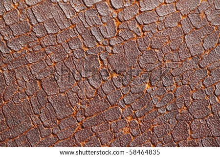 A rustic grungy cracking old leather surface for textural background